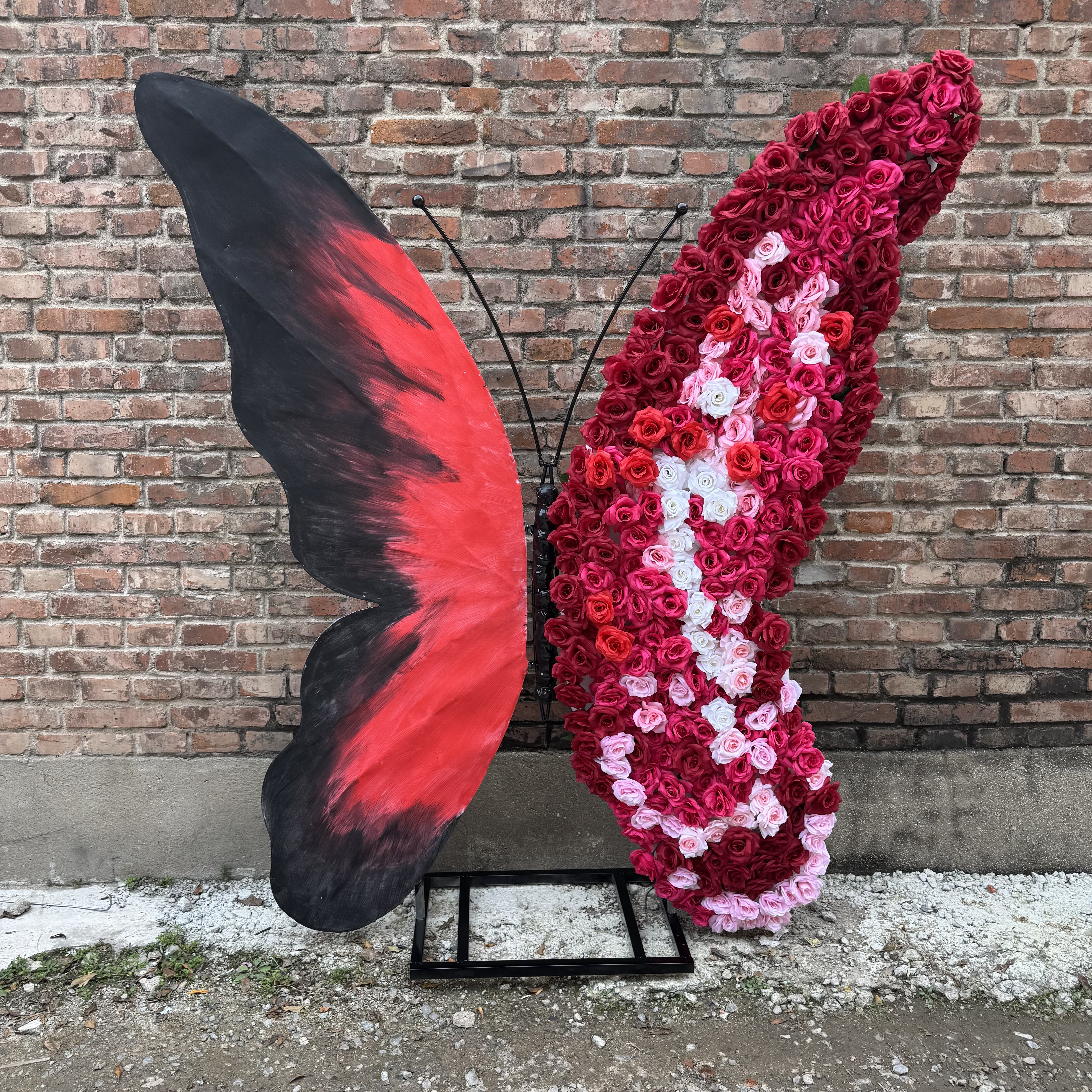 网红花墙大型蝴蝶装饰道具立体美陈仿真翅膀造景打卡拍照场景布置