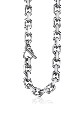 不锈钢十字平磨项链女士项链夸张9MM粗宽大项链条亚马逊饰品复古