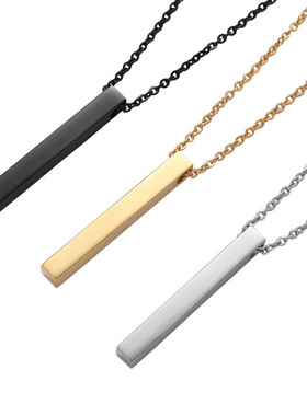 2025霸气饰品速卖通热卖长条名字项链潮流女长方形几何吊坠项链