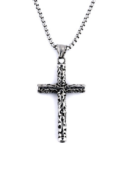 新款雕刻复古十字架项链欧美流行饰品 时尚钛钢吊坠 速卖通货源