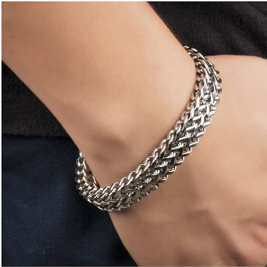 潮男嘻哈手链男士霸气粗手镯潮流简约韩版学生个性手环时尚钛钢