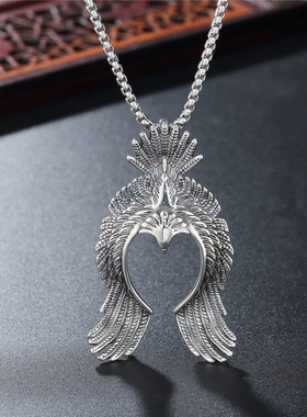 跨境热销欧美复古不死鸟凤凰不锈钢饰品个性潮流吊坠项链配饰