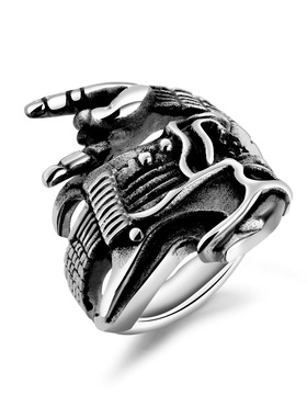 速卖通ebay货源外贸热销欧美朋克复古骷髅头戒指摇滚标志指环
