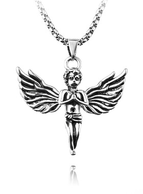 欧美街头angel嘻哈项链小天使吊坠潮男女潮人配饰品情侣个性挂坠