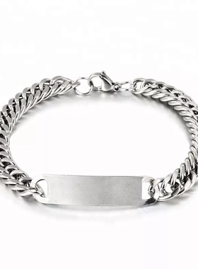 新款弯牌不锈钢手链 爆款热销饰品首饰 精简光面 情侣钛钢手链