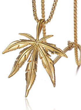 钛钢枫叶男士项链 摇滚时尚铸造不锈钢叶子吊坠男士挂件配饰批发