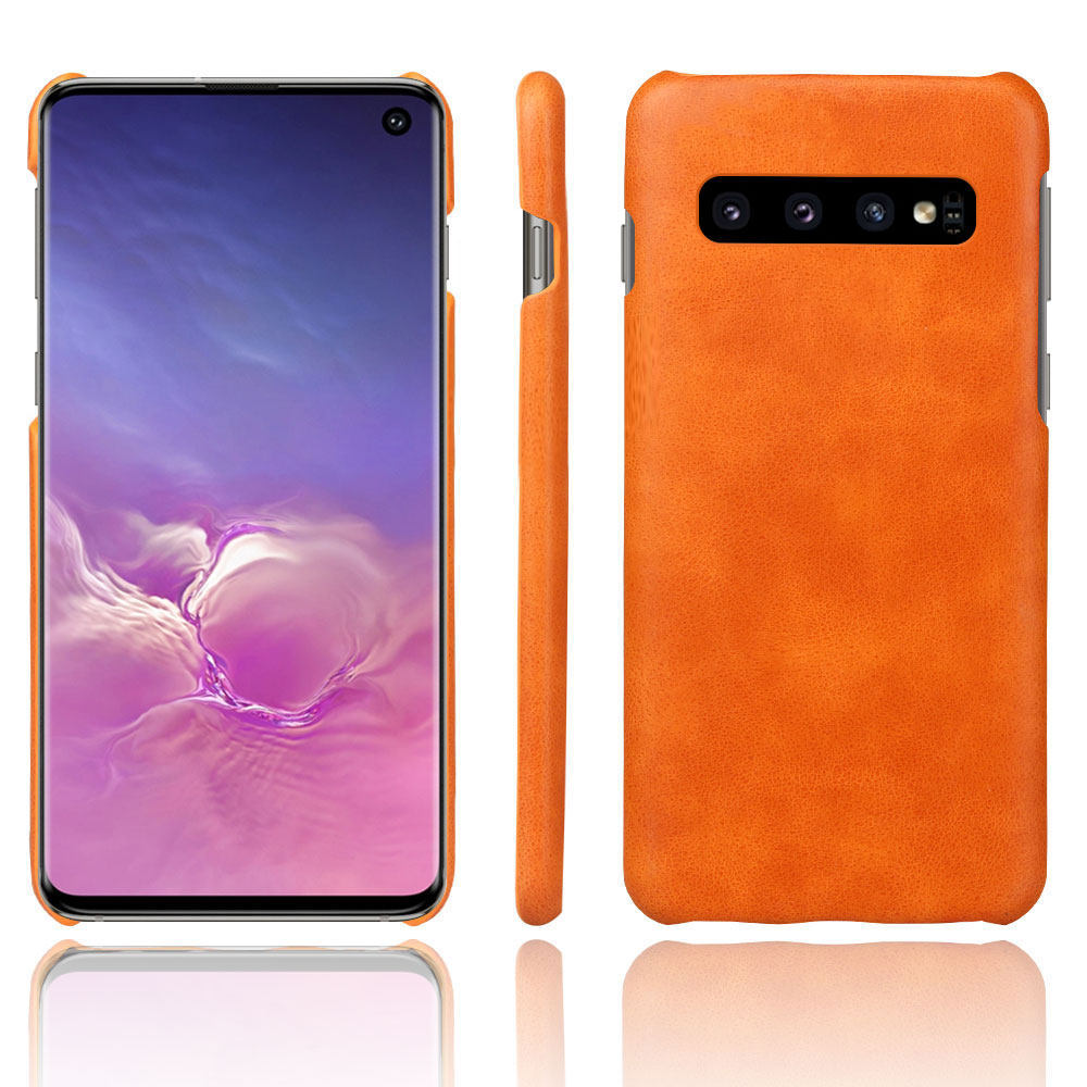 适用三星s10+手机壳大孔s10e皮质s10 4G防摔商务保护套皮套半包硬壳防滑防手汗不粘指纹