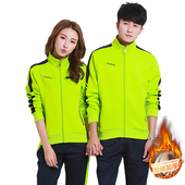 保暖防寒女健走服定制 情侣加绒加厚羽毛球服运动服套装 新款 冬季