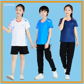 夏印字 长裤 儿童羽毛球服运动服男女童套装 专业乒乓网球速干衣短袖