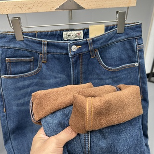 休闲长裤 ODM公司订单 经典 加绒加厚舒适微弹力直筒牛仔裤 外贸男士