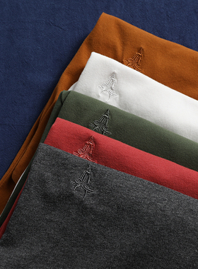 odm公司订单 高密度柔软纯棉羊头刺绣美式长袖T恤男女休闲打底衫