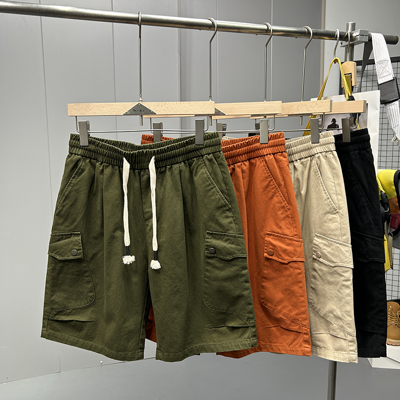 美式高街咔叽风纯棉工装短裤男