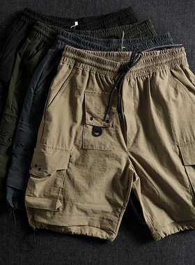 ODM外贸公司 户外运动防水薄款宽松直筒短裤多口袋工装五分中裤男