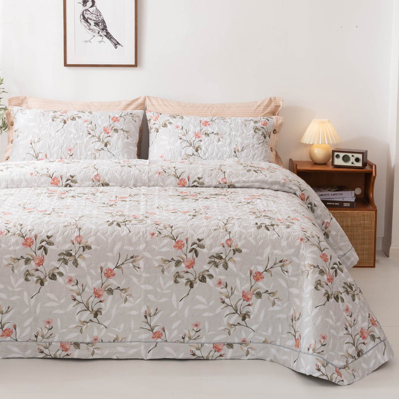 全棉美式田园床盖单件夹棉绗缝加厚纯棉床单三件套防滑四季通用,床上用品,床盖,淘宝优惠券,粉丝福利购,淘宝优惠卷