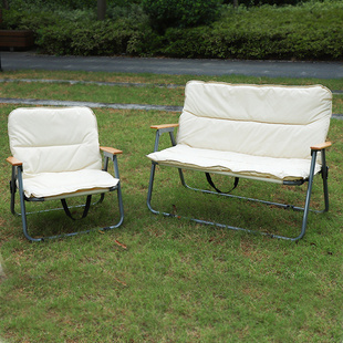 户外折叠椅双人露营家用营地沙发椅加厚坐垫躺椅情侣休闲克米特椅