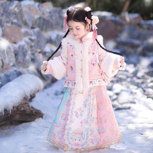 全程锦绣2025新款女宝宝拜年服儿童加绒加厚唐装古风冬装高端套装