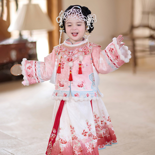全程锦绣2025新款女童拜年服喜庆马面裙套装加绒加厚唐装古风冬装