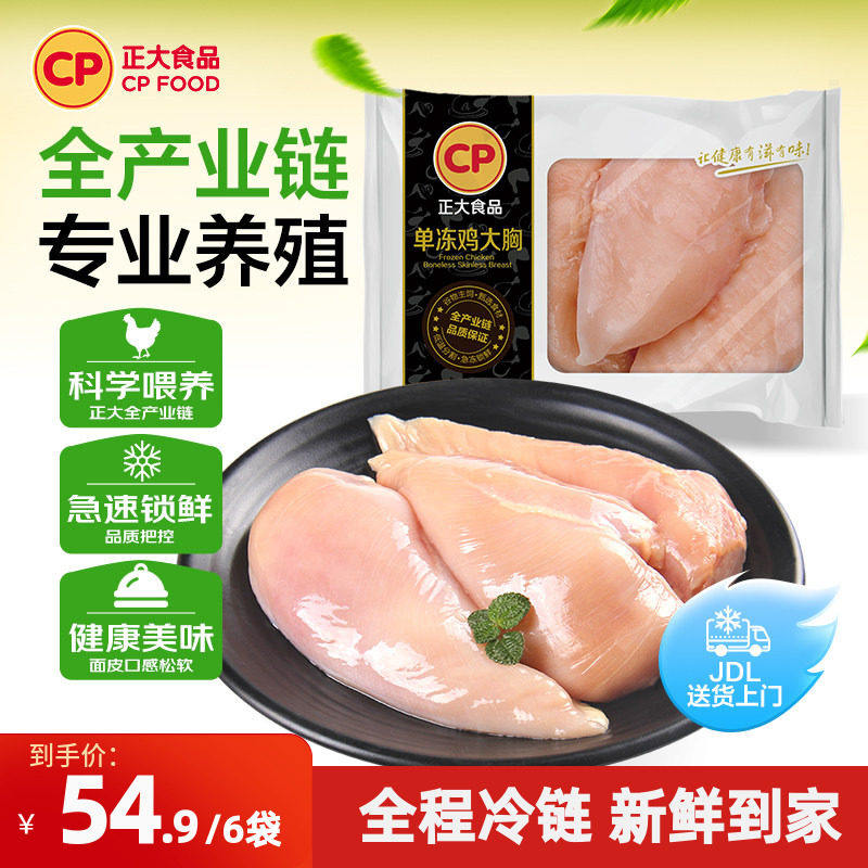 正大去皮鸡胸肉新鲜冷冻生鲜批发包邮健身鸡脯肉代餐