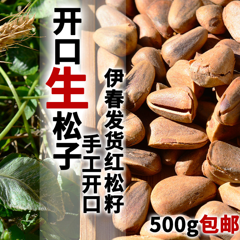 东北特产黑龙江伊春红松子生松子无加工坚果零食手工开口500g包邮