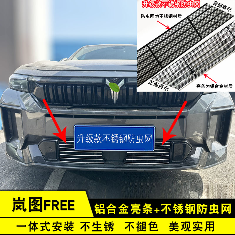 岚图FRRR中网改装防虫网装饰亮条