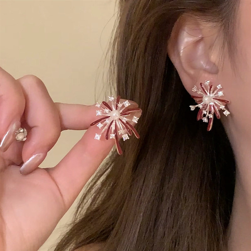 【下单立减50】秋冬气质新年红闪锆焰花珍珠耳环女复古耳饰_SH,饰品/流行首饰/时尚饰品新,耳环,淘宝优惠券,粉丝福利购,淘宝优惠卷