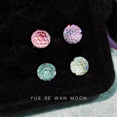 极光渐变烟花切钛钢超闪耳钉