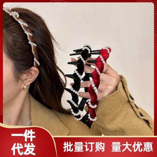 处理夏款百搭发箍珍珠纱简约优雅