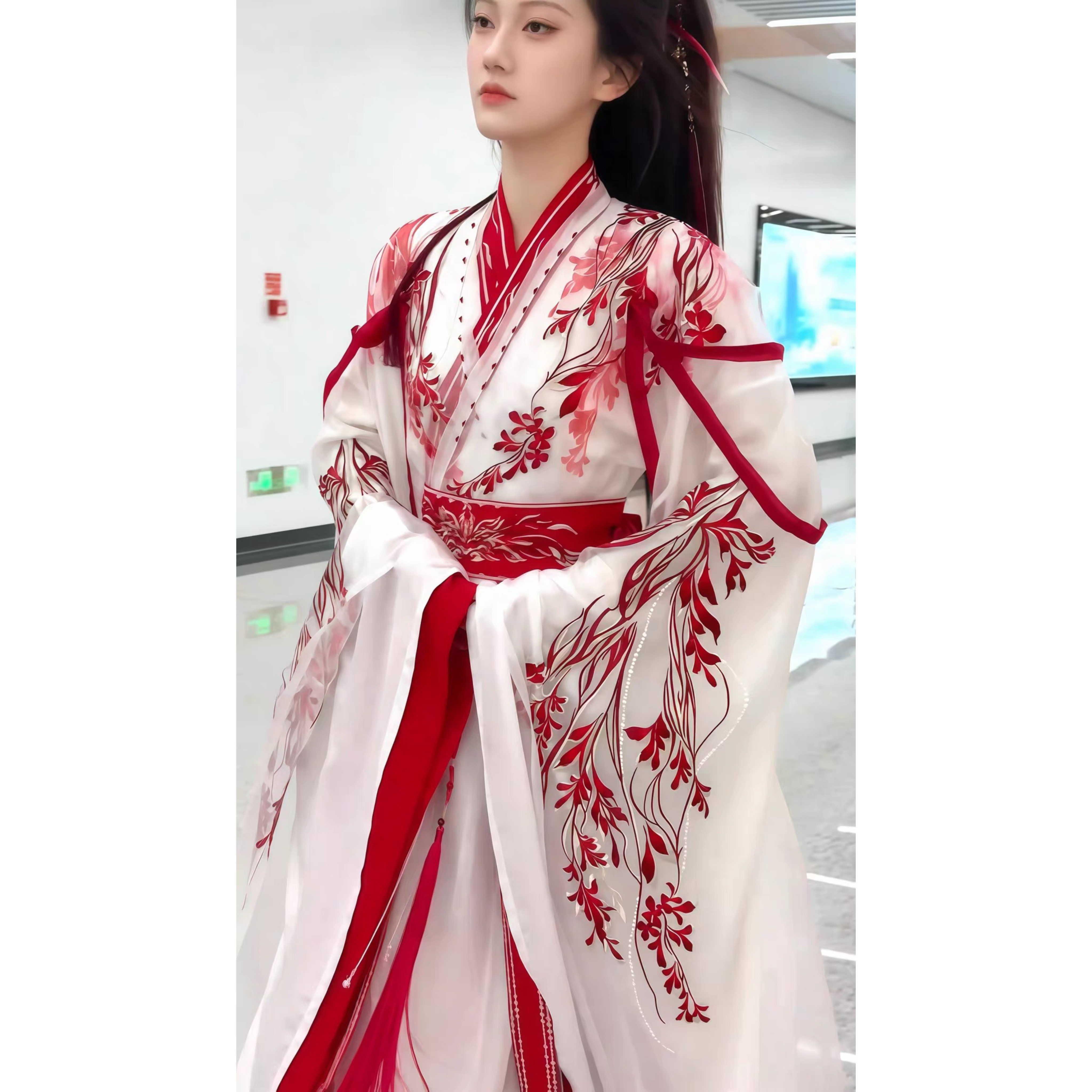 【司缘】汉服女魏晋复原古风重工刺绣钉珠交领大袖红白影视风套装