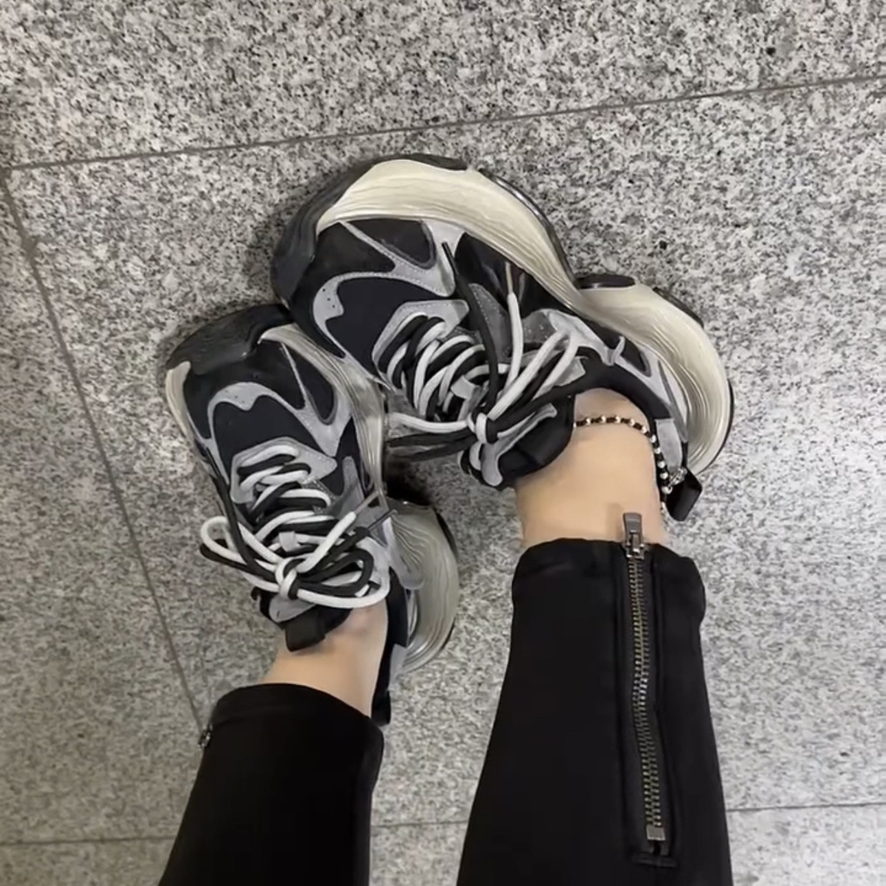 厚底复古加绒老爹鞋女款2024秋冬新款百搭防滑减震绑带休闲运动鞋