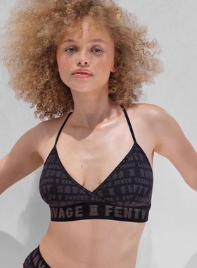 日日Rihanna savage黑色棉质宽边运动风性感舒适无钢圈超薄文胸