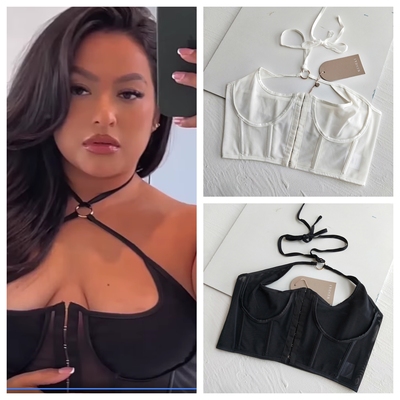 澳单MESHKI 薄纱半透软骨挂脖外穿内搭性感时尚无钢圈超薄文胸