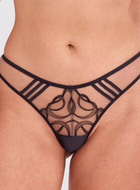澳单VAMP 奢华V型透明纱刺绣微闪半包三角裤性感T裤丁字裤