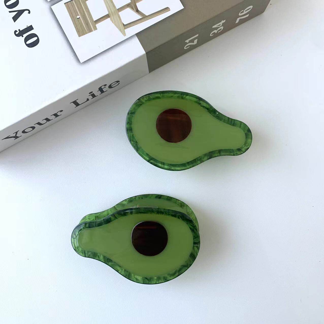 趣味可爱醋酸发夹食物抓夹少女牛油果水果鲨鱼夹小众发抓发饰