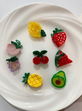 可爱卡通水果小抓夹草莓柠檬樱桃醋酸发夹葡萄刘海碎发夹顶夹发饰