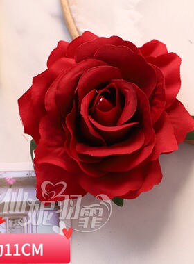 复古玫瑰花发夹红色玫瑰花头花跳舞发饰品仿真花结婚礼喜婆婆