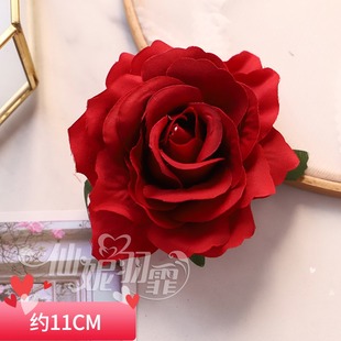 复古玫瑰花发夹红色玫瑰花头花跳舞发饰品仿真花结婚礼喜婆婆