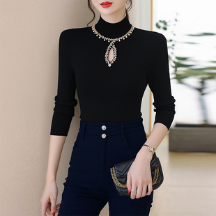 秋冬毛衣女款2026新款冬季半高领修身镂空内搭针织衫气质上衣女