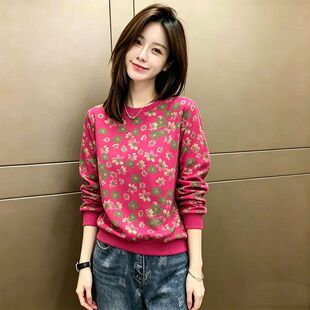 欧货爆款设计感印花长袖卫衣女秋冬新款高级感韩系宽松显瘦上衣