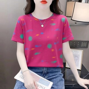 韩系简约艺术休闲风短袖t恤女随性慵懒日常款2026新款宽松上衣服