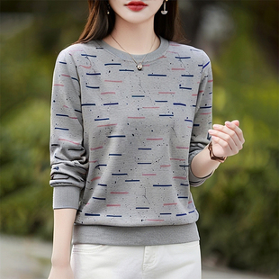 专柜奢侈品牌女装长袖t恤女宽松百搭上衣服2026新款春季卫衣外套