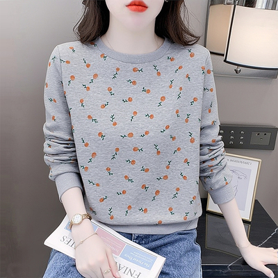 圆领长袖t恤女新款洋气外穿上衣