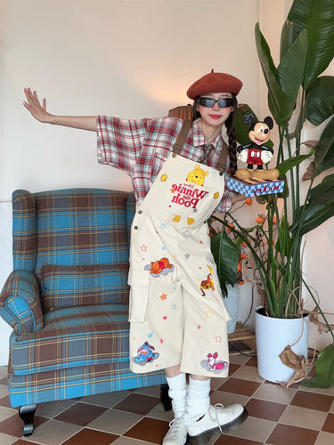 C2VINTAGE宽松七分裤背带裤