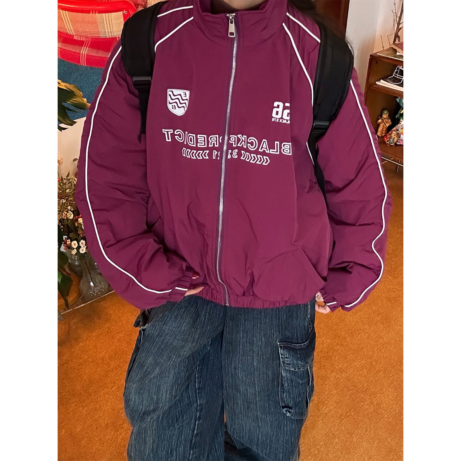 C2自制/美式复古学院风数字机能风棉服男女夹棉加厚保暖棉衣外套