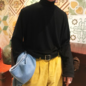 体恤纯色上衣男女 男黑色显瘦百搭韩版 C2原创 万年打底小高领T恤衫