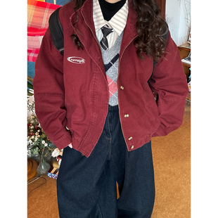 C2自制/美式复古立领夹克2026年春季新款女短款工装百搭外套上衣