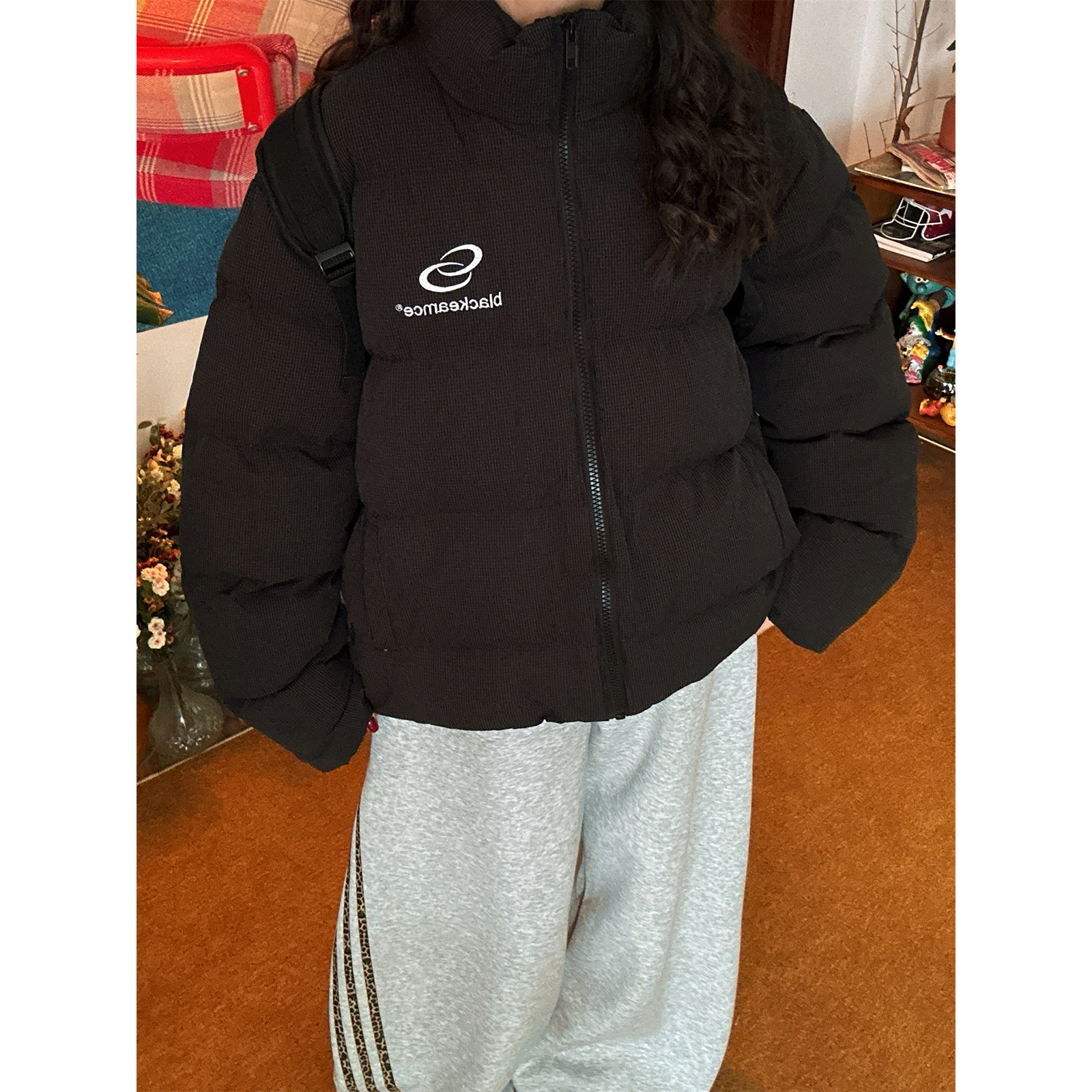 C2自制/美式复古短款棉服男女情侣立领保暖百搭棉衣外套秋冬新款