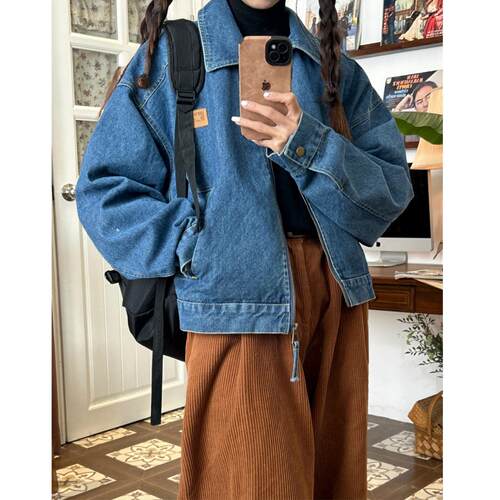 短款牛仔夹克美式复古