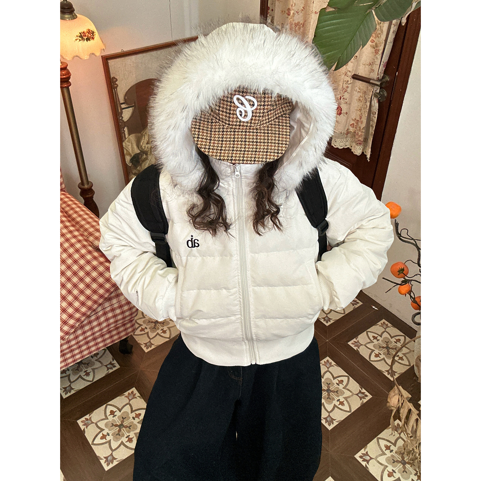 【新品买二送一】毛领连帽90白鸭绒排骨羽绒服女冬季新款百搭外套