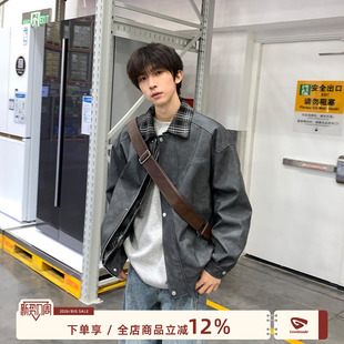 皮夹克男款 GOOZIMADE 复古男生机车工装 美式 巴恩风皮衣外套男春季