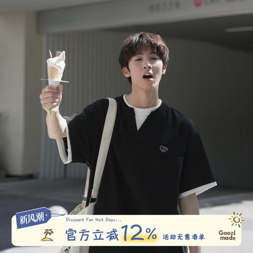 GOOZIMADE美式印花短袖T恤男夏